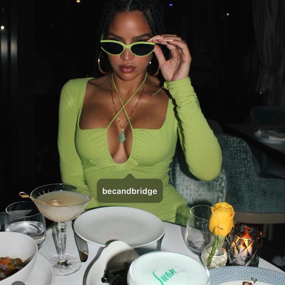 Bec + Bridge Mila long Sleeve Mini Dress - Lime